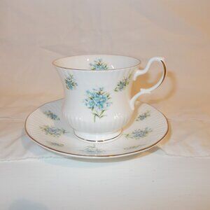 Vintage Royal Dover Forget Me Nots bone china teacup & saucer